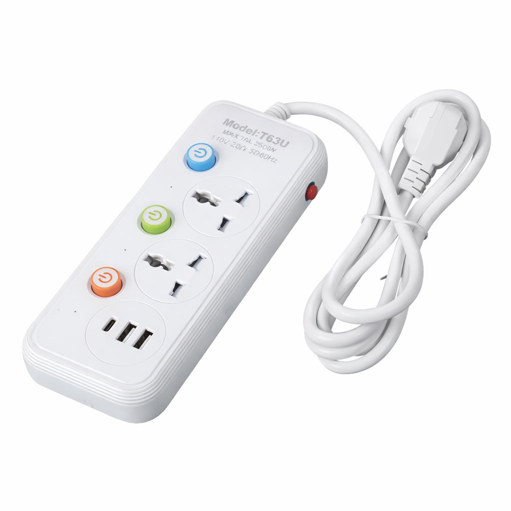 Подовжувач WL-2 на 1,8 м з 2 розетками портами Type-C та 2хUSB 2500 Вт (NWL2)