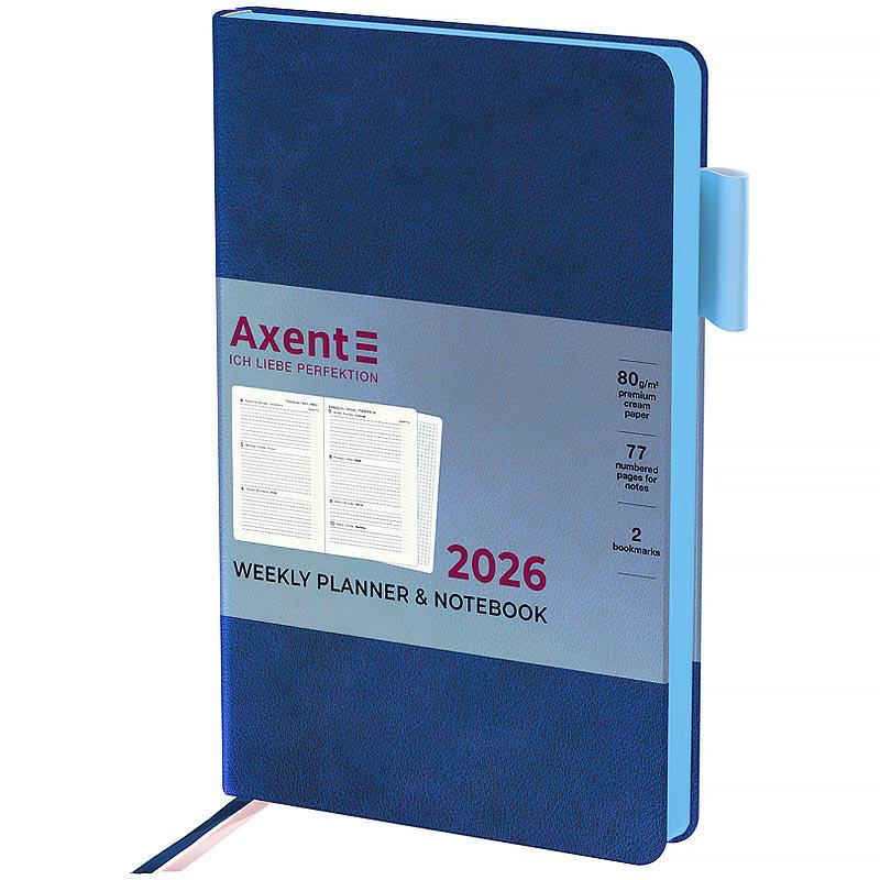Еженедельник датирован 2026 Axent Partner Soft Muse 125х195 мм 192 стр. Синий (8527-26-3-A)