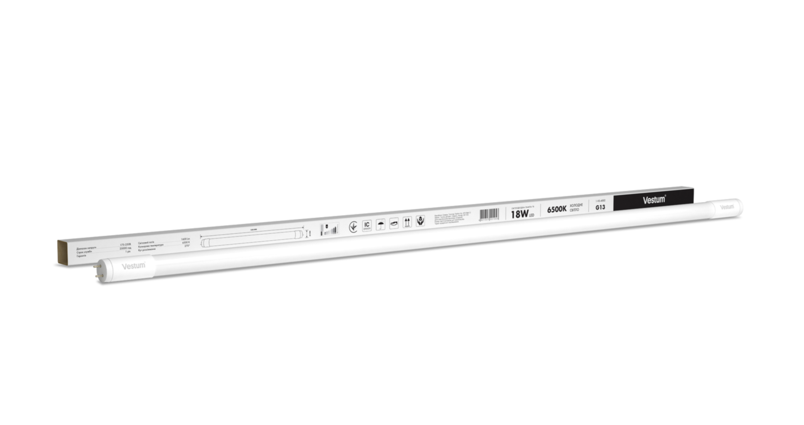 Светодиодная лампа Vestum T8 18W 1600Лм 6500K 175-250V G13 1200 мм (1-VS-4002)