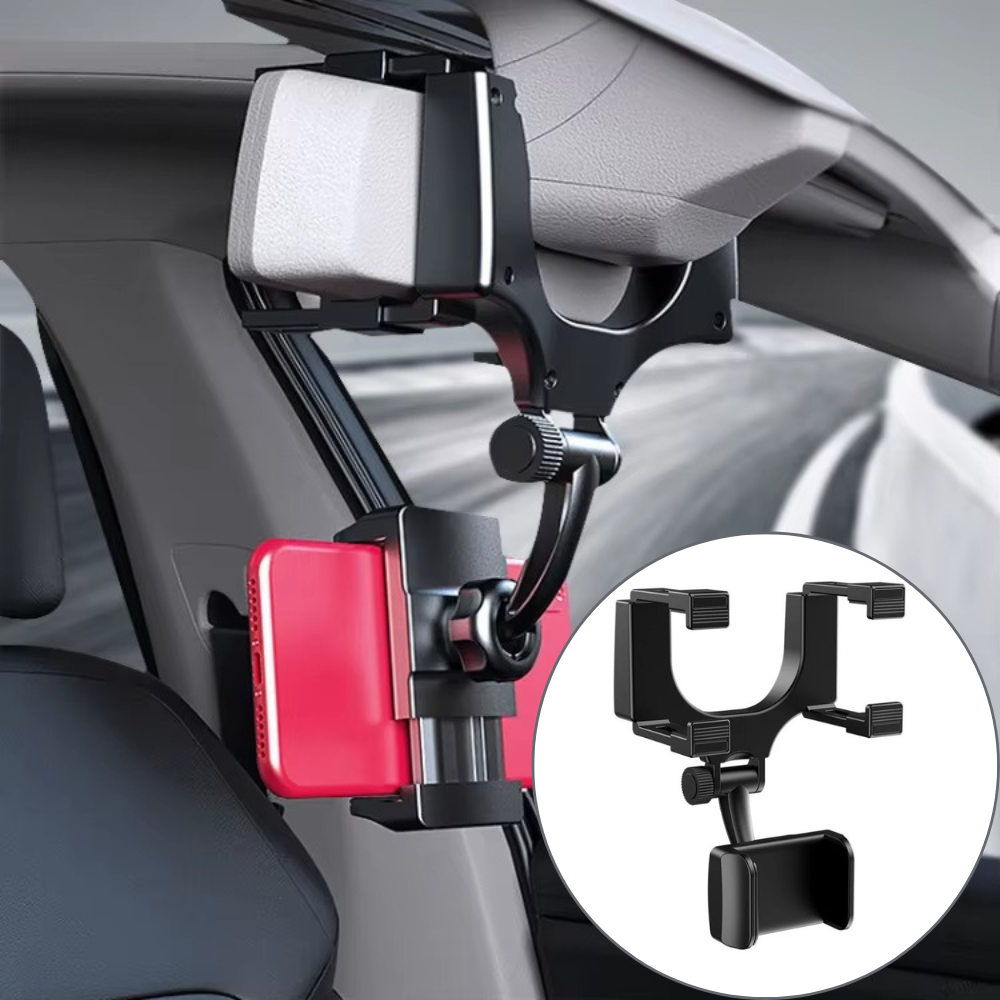 Тримач для телефону в автомобіль на дзеркало заднього виду з поворотом на 360° універсальний регульований - фото 2 Тримач для телефону в автомобіль на дзеркало заднього виду з поворотом на 360° універсальний регульований - фото 2