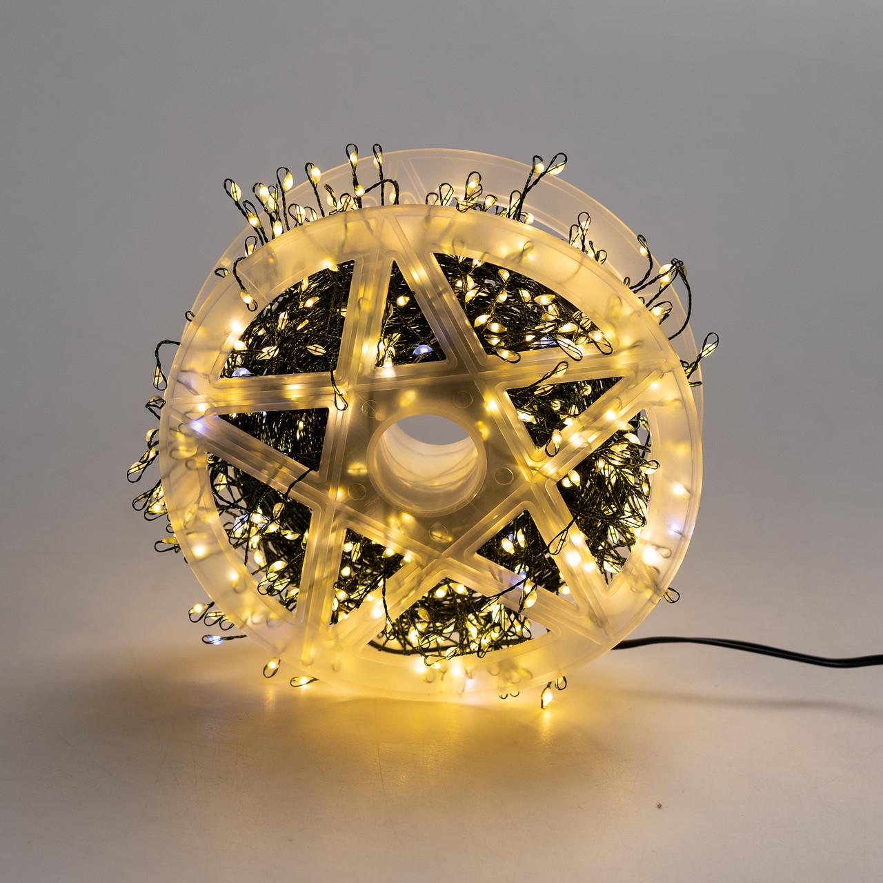 Гірлянда Роса мішура хвойна лапа від мережі з пультом керування 30 м 1200 ламп Зелений (28216598)