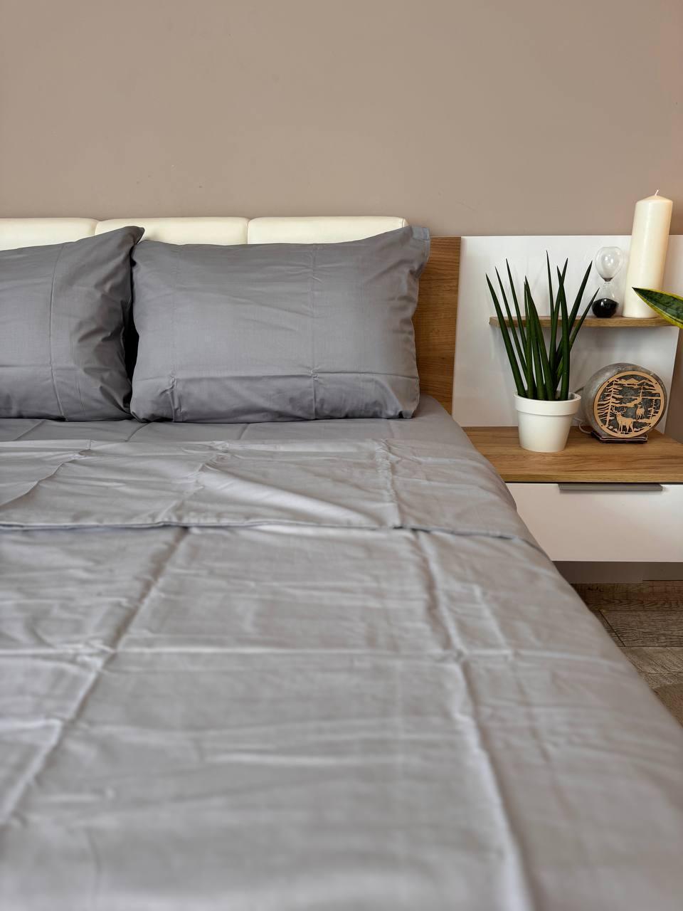 Постільна білизна сатин євро 200х220 см наволочки 70х70 см 2 шт. Сірий (Д-Al-satin-006-03) - фото 5 Постільна білизна сатин євро 200х220 см наволочки 70х70 см 2 шт. Сірий (Д-Al-satin-006-03) - фото 5