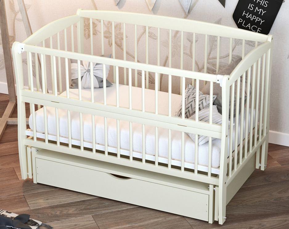 Кроватка люлька для новорожденных Элит ящик/маятник/откидная сторона/3 уровня дна Ivory (31941673)