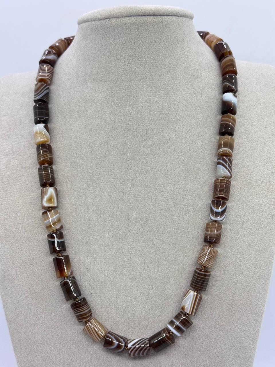 Бусы из агата 10x8 мм 45 см Коричневый (12567)