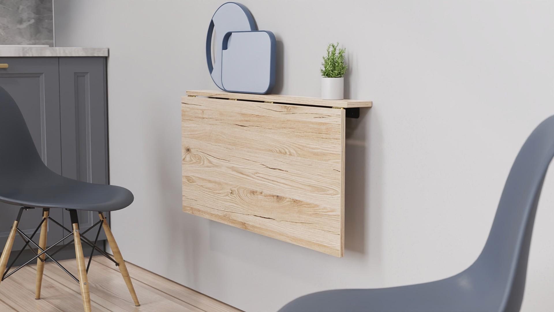 Обеденный стол-трансформер стеновой Ferrum-decor Ника металл/ДСП 16 мм 420x900x500 мм Черный/Дуб Сан-Марино (FRD-105165) - фото 4 Обеденный стол-трансформер стеновой Ferrum-decor Ника металл/ДСП 16 мм 420x900x500 мм Черный/Дуб Сан-Марино (FRD-105165) - фото 4