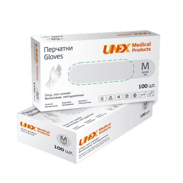 Рукавички Unex вінілові неопудрені 100 шт. M Прозорий - фото 2 Рукавички Unex вінілові неопудрені 100 шт. M Прозорий - фото 2