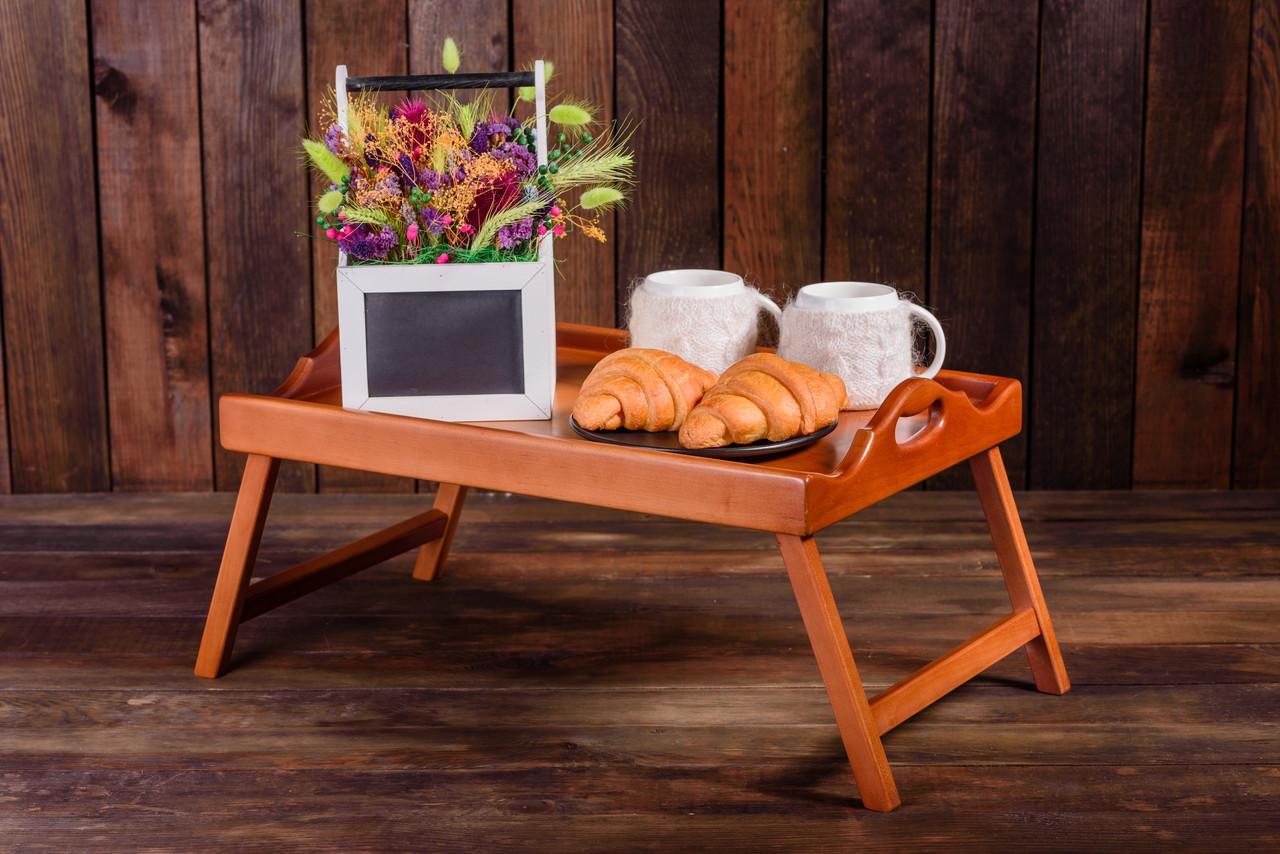 Столик для сніданку складаний з натурального дерева 53х36 см Світлий горіх (79) - фото 4 Столик для сніданку складаний з натурального дерева 53х36 см Світлий горіх (79) - фото 4