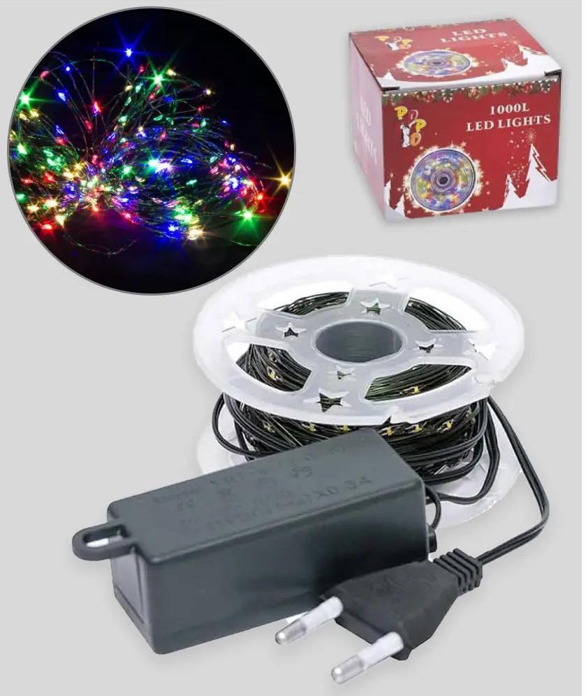 Гирлянда-нить светодиодная Роса на катушке 100 м 220V 1000 LED 8 режимов IP44 Мультиколор - фото 2 Гирлянда-нить светодиодная Роса на катушке 100 м 220V 1000 LED 8 режимов IP44 Мультиколор - фото 2