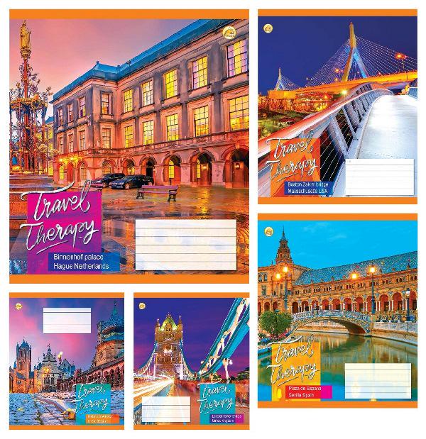 Зошити учнівські Тетрада Travel в клітинку тверда палітурка 18 арк. 20 шт. (MTT-199179)