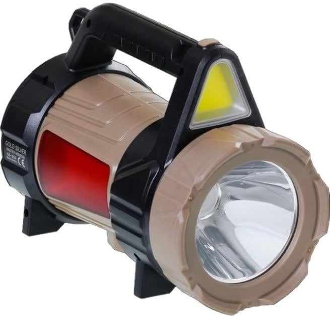 Фонарь светодиодный GS-910 15 W со встроенным аккумулятором/power bank/с динамо генератором Gold/Silver (29853053)