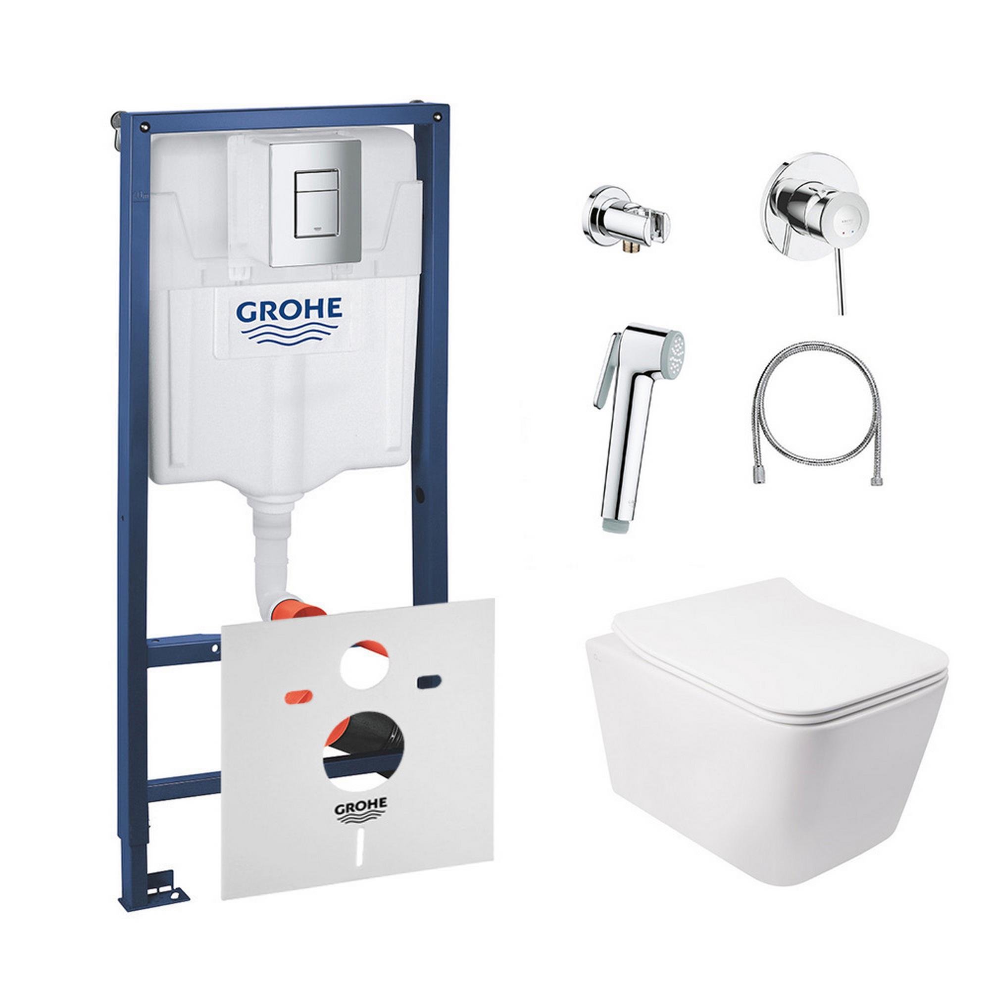 Комплект инсталляции Grohe Rapid SL 38772001QT05335170W111048 с унитазом и кнопкой Хром (75790)