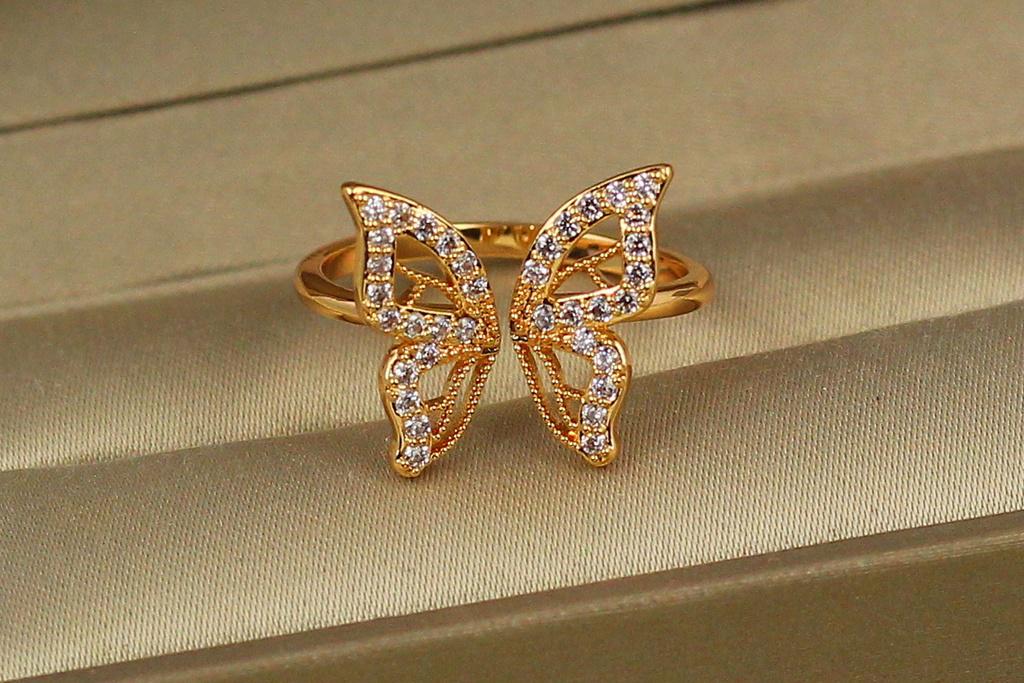 Кольцо Xuping Jewelry Бабочка острые крылышки из фианитов раздвижное р. 16 Золотистый (1738043972)