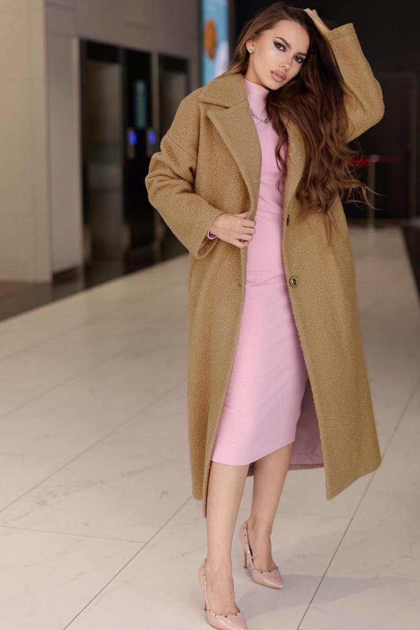 Пальто з еко-букле Seventeen L-XL Коричневий (1822980351) - фото 3