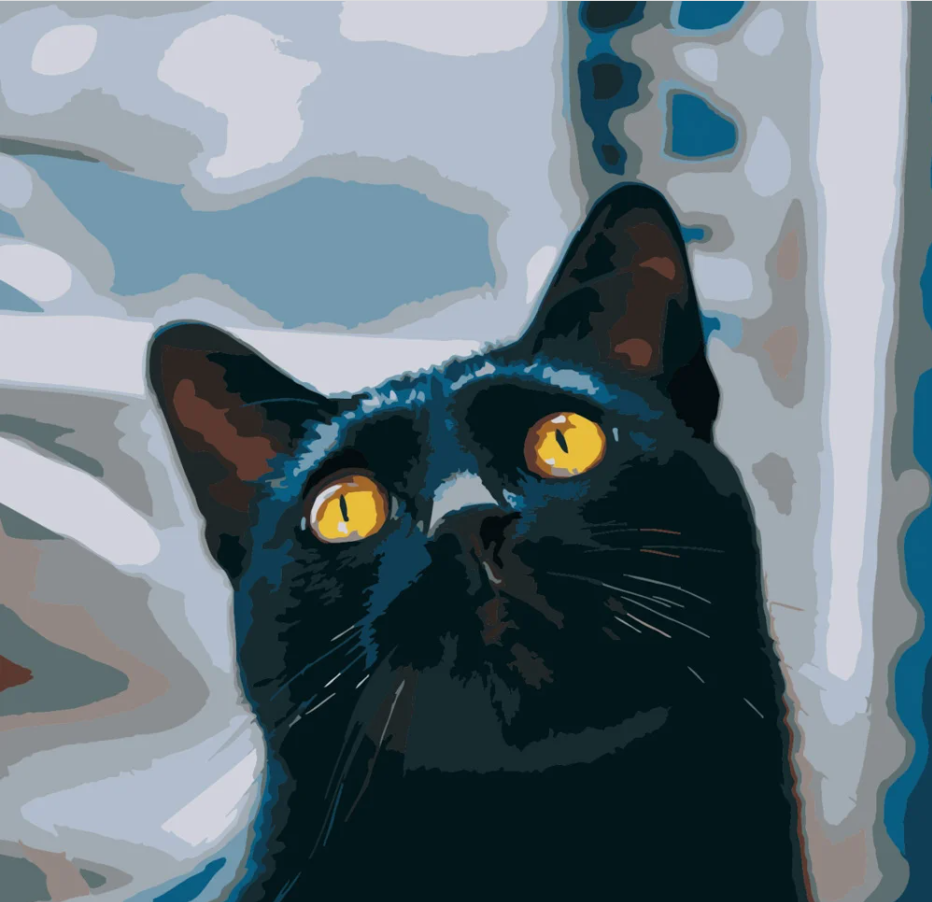 Картина по номерам Strateg Котик с желтыми глазами 40х40 см (SK022)