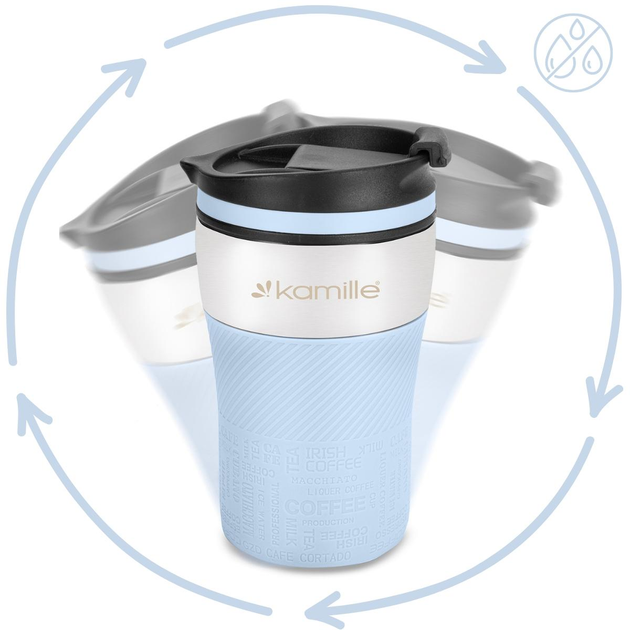 Термокружка с силиконовой TPR-вставкой Kamille KM-2154 из нержавеющей стали 260 мл Стальной/Голубой (150-84-2154.1) - фото 3 Термокружка с силиконовой TPR-вставкой Kamille KM-2154 из нержавеющей стали 260 мл Стальной/Голубой (150-84-2154.1) - фото 3