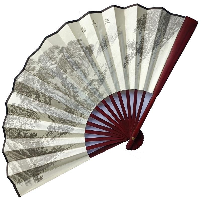 Веер двухсторонний Горная река 26х47 см Серый (C4675)