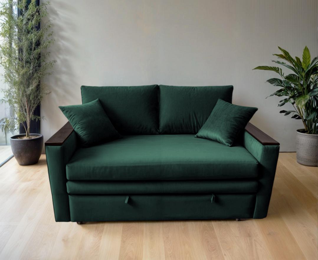 Диван-трансформер Tobi Sho Kubus-120 мягкий для гостиной велюр 1600х800х1000 мм Изумрудный - фото 3
