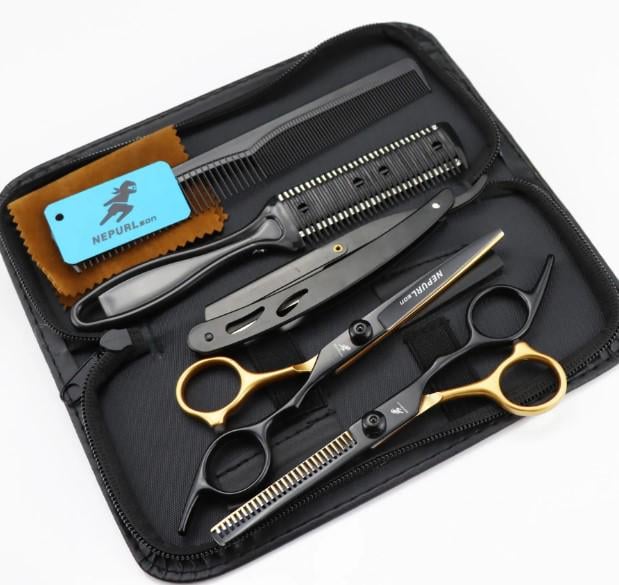 Набор ножниц и инструментов Barbershop 7 пр. Gold/Black (10381029)