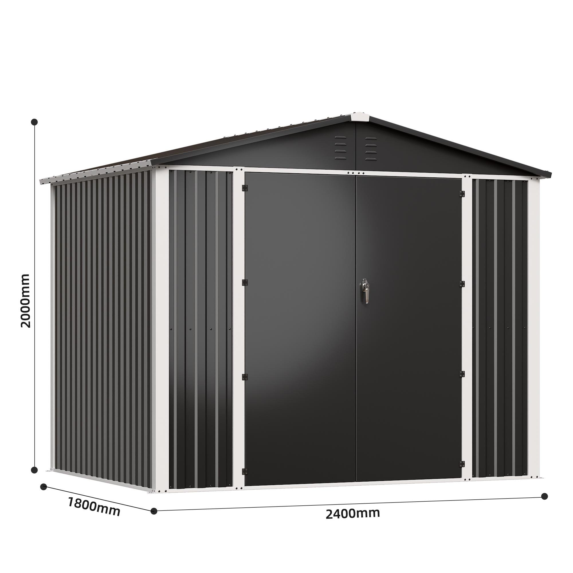 Хозблок-сарай металлический DS-03 CUSTOMIZED с двускатной крышей 2000х2400х1800 мм Темно-серый PANTONE 10C - фото 2