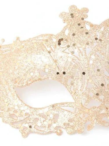 Женская венецианская карнавальная маска для глаз на завязках Золотистый (2789190693) - фото 4