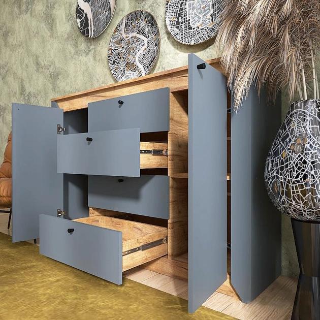 Комод для спальни с выдвижными ящиками Еверест Нордик 140х38х96 см Дуб крафт золотой/Графитовый (14754425)