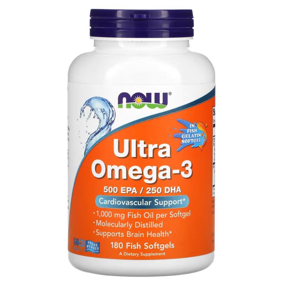 Жирные кислоты Now Foods Ultra Omega-3 180 рыбных капсул