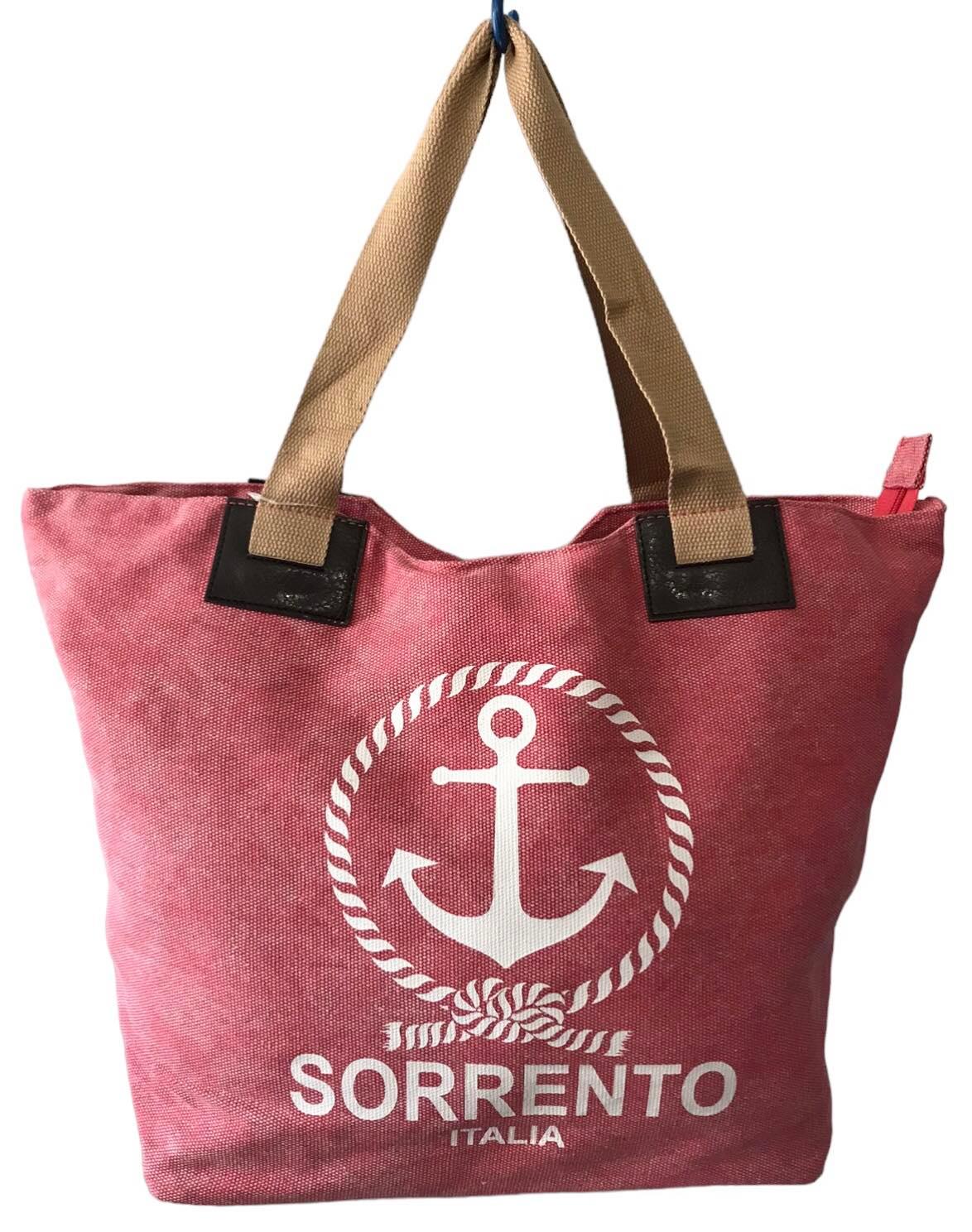 Сумка пляжная женская летняя из ткани на молнии Розовый (SD8002) Сумка пляжная женская летняя из ткани на молнии Розовый (SD8002)