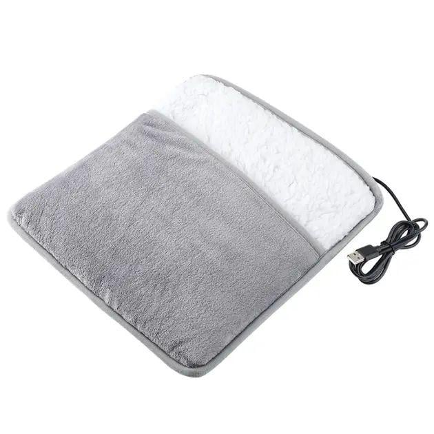 Электрогрелка для ног Foot warmer с защитой от перегрева искусственный мех до 60°С от USB 1,8 А 9 Вт 30x30x2,5 см (opt-104680)
