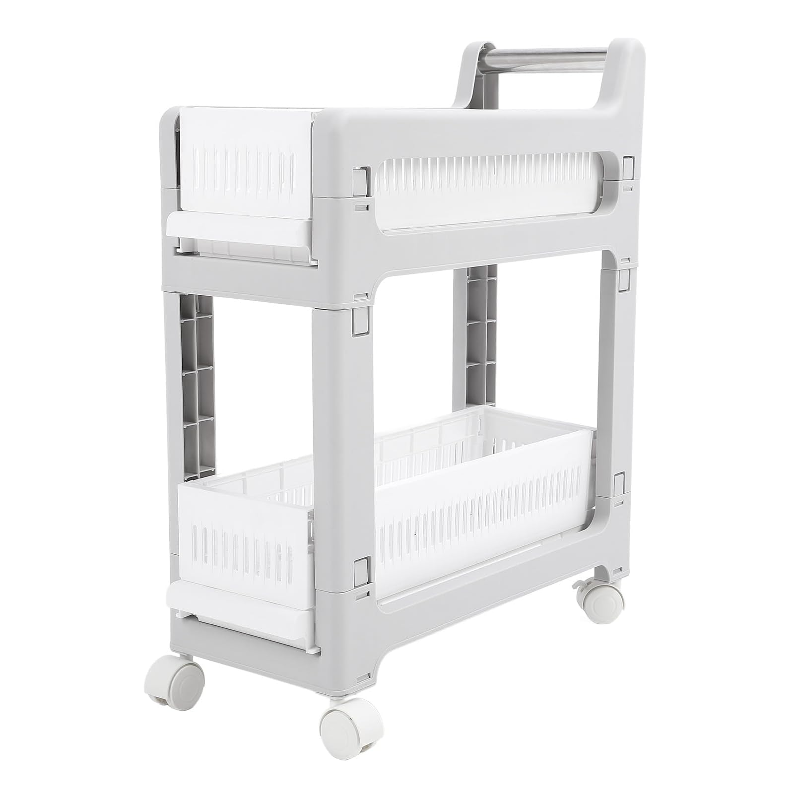 Этажерка на колесиках двухъярусная для ванной кухни и офиса 48х20х59 см