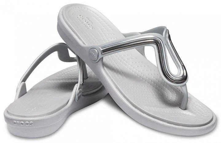 В'єтнамки жіночі Crocs Women's Sanrah Metal Block Silver р. 37-38 Сріблястий (23732)