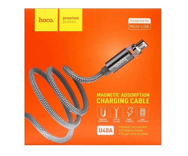 Кабель Data Hoco Magnetic Charging Cable U40A Micro USB 1 м Gray - фото 2
