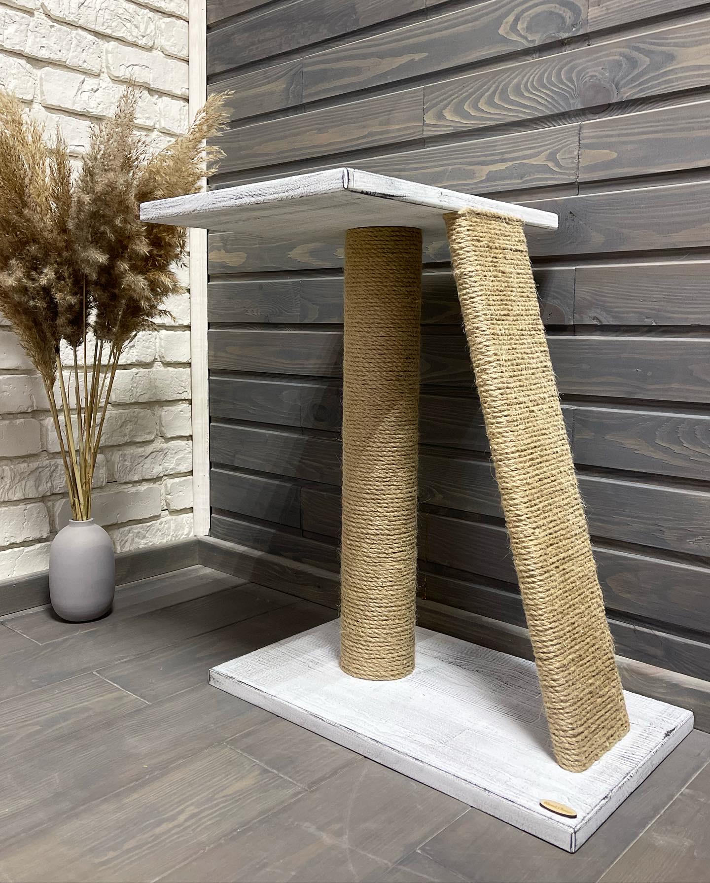 Когтеточка для кошек деревянная 40х50х60 Бело-серый (175) - фото 4 Когтеточка для кошек деревянная 40х50х60 Бело-серый (175) - фото 4