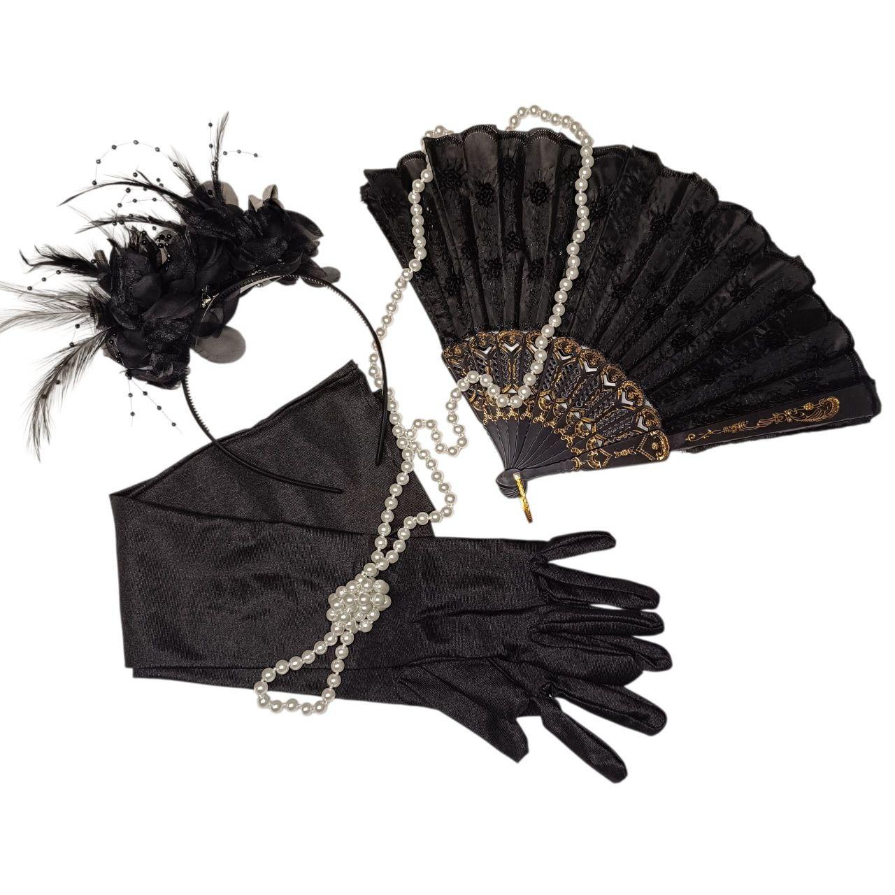 Аксесуари No24 з віялом діви епохи Великого Гетсбі для вечірки в стилі Чикаго (2765259558)
