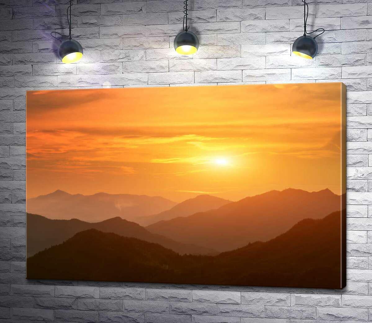 Картина ArtPoster Силуэты гор в оранжевых лучах вечернего солнца 130x86 см Модуль №1 (002698) Картина ArtPoster Силуэты гор в оранжевых лучах вечернего солнца 130x86 см Модуль №1 (002698)