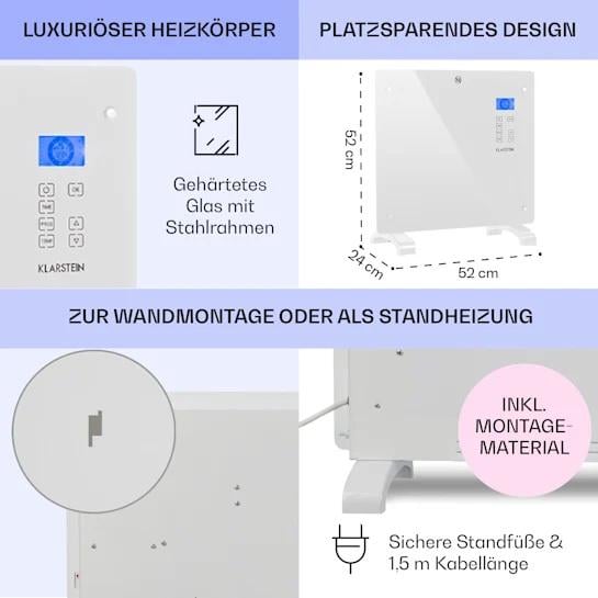 Обогреватель конвекционный KLARSTEIN Norderney 1000 Вт 20 м² Белый (10032788) - фото 4 Обогреватель конвекционный KLARSTEIN Norderney 1000 Вт 20 м² Белый (10032788) - фото 4