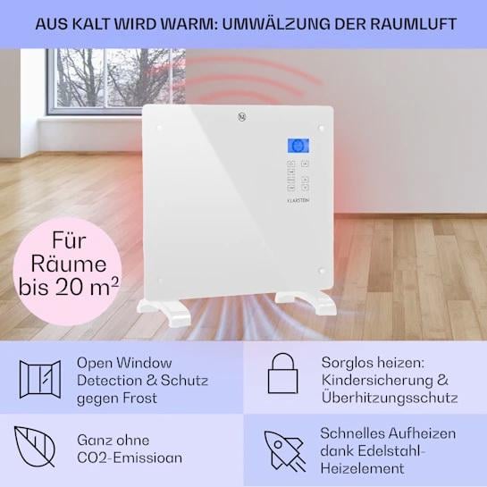 Обогреватель конвекционный KLARSTEIN Norderney 1000 Вт 20 м² Белый (10032788) - фото 5 Обогреватель конвекционный KLARSTEIN Norderney 1000 Вт 20 м² Белый (10032788) - фото 5