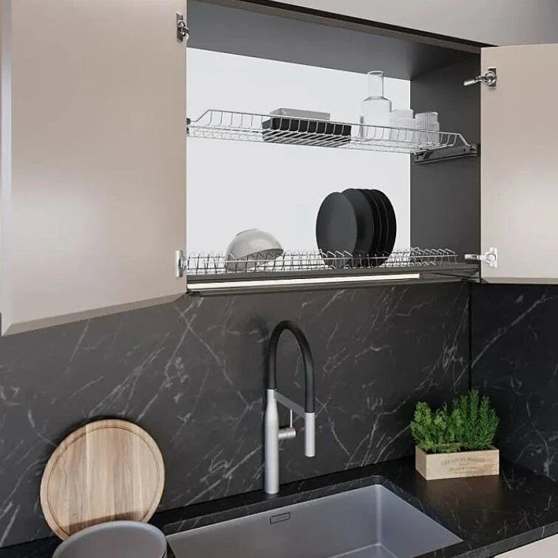 Сушарка для посуду фасадна INOXA 800 701 нержавіюча сталь 2 полиці та 4 кріплення (21705)