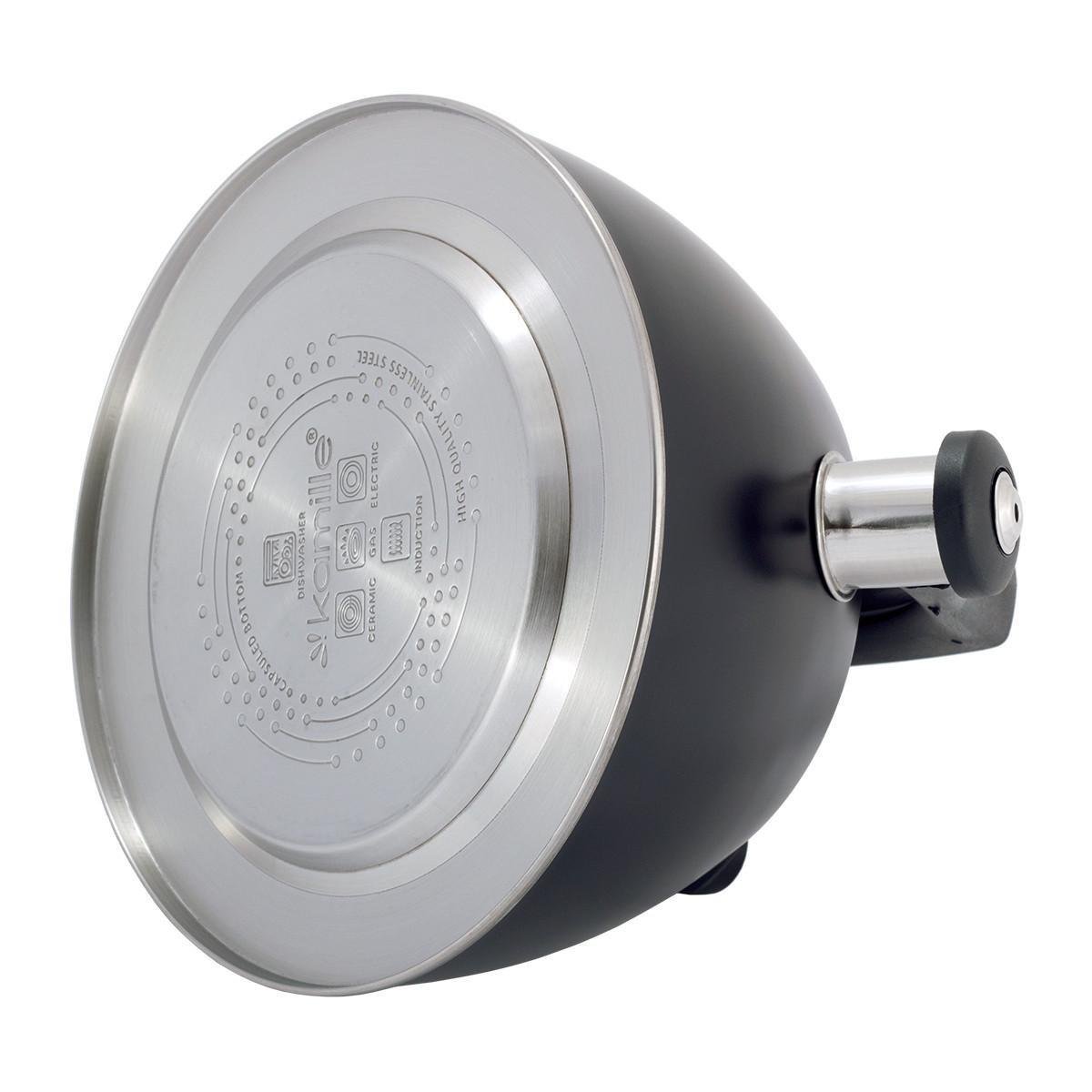 Чайник со свистком Kamille KM-1077А из нержавеющей стали с термометром 3 л Черный (150-84-1077А) - фото 2