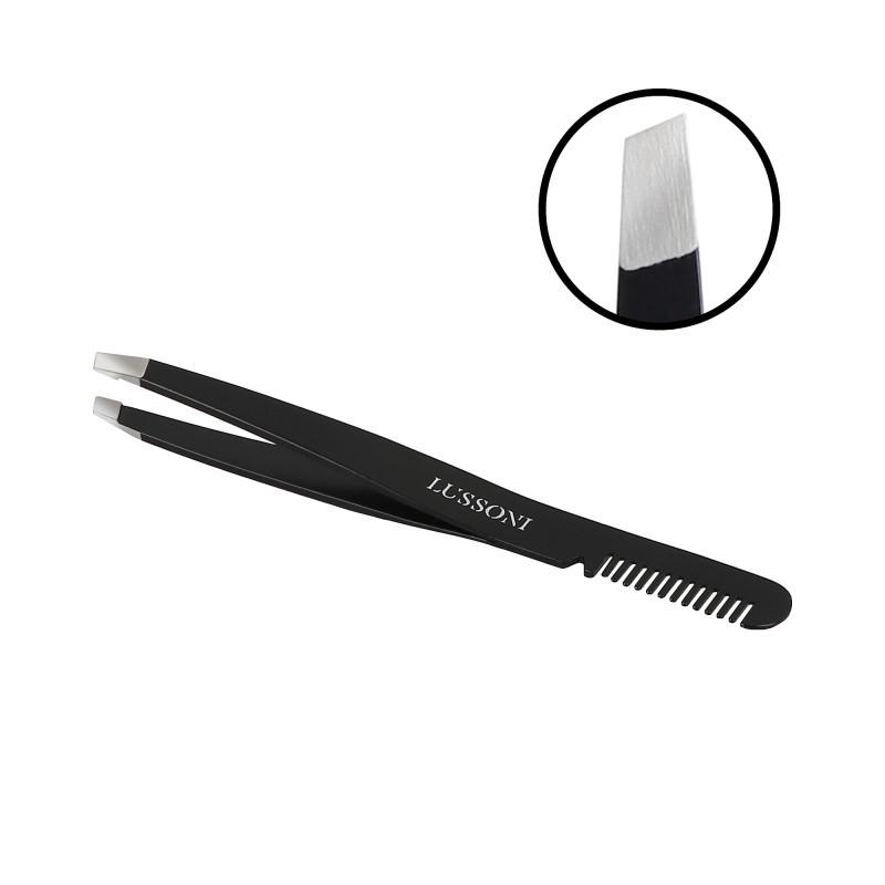 Пінцет для брів Lussoni Slant Tweezers With Comb 1 шт. (5903018915951) - фото 3