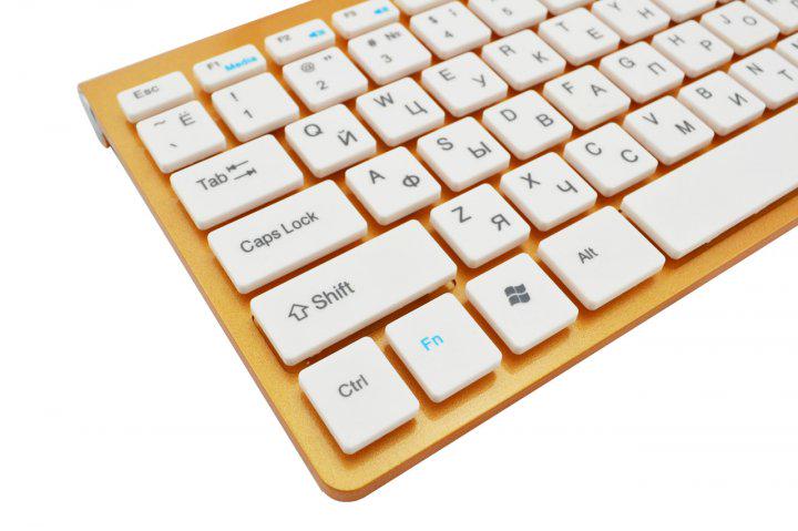 Бездротова клавіатура та миша Multimedia Keyboard UKC ZYG-902 Золотистий (1009021-Gold) - фото 3