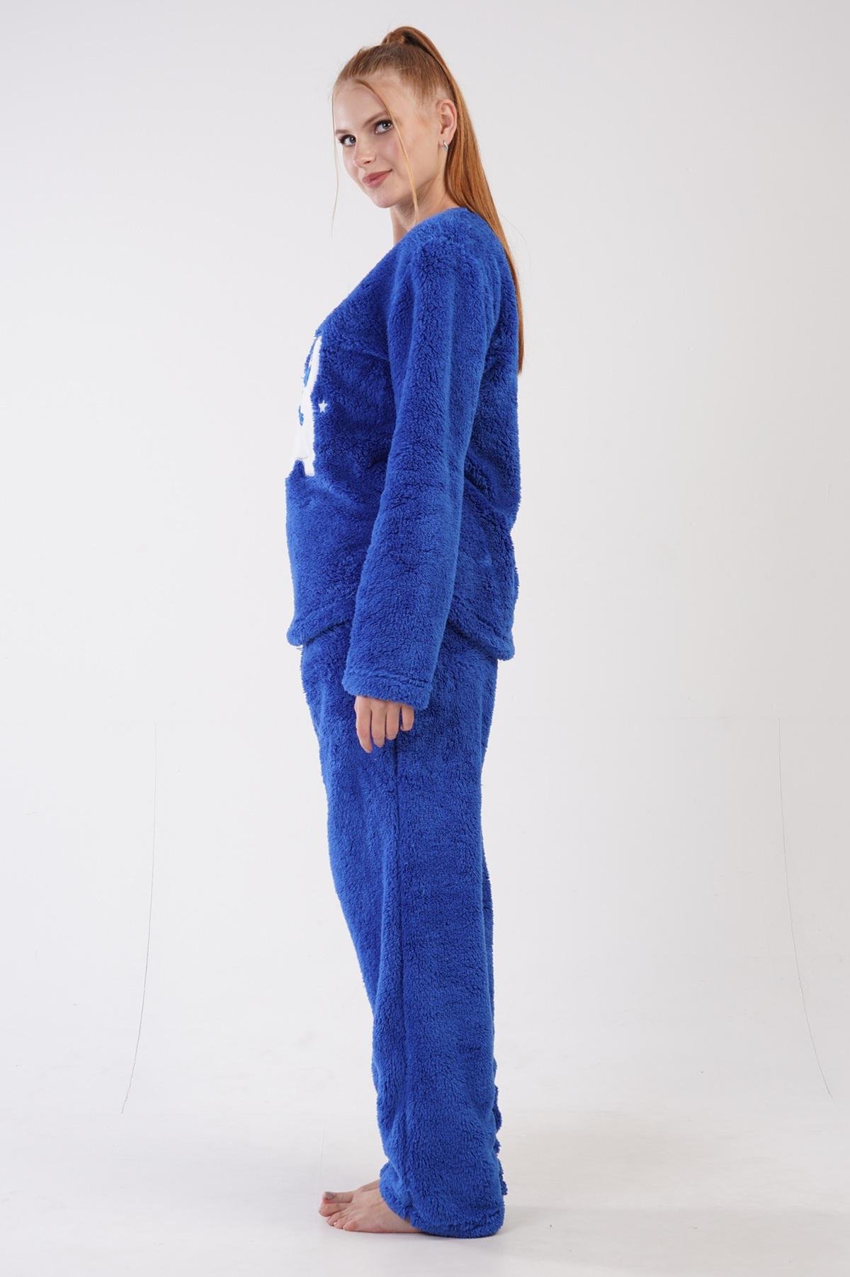 Пижама женская махровая лонгслив и штаны Vienetta M Синий (305227) - фото 2 Пижама женская махровая лонгслив и штаны Vienetta M Синий (305227) - фото 2