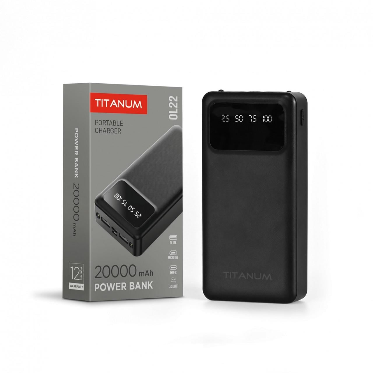 Павербанк TITANUM TPB-OL22 чорний 20000mAh