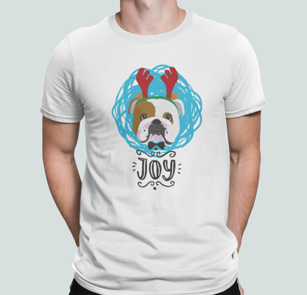 Футболка чоловіча новорічна Stedman з принтом Бульдог XL Білий (НГ46-10)