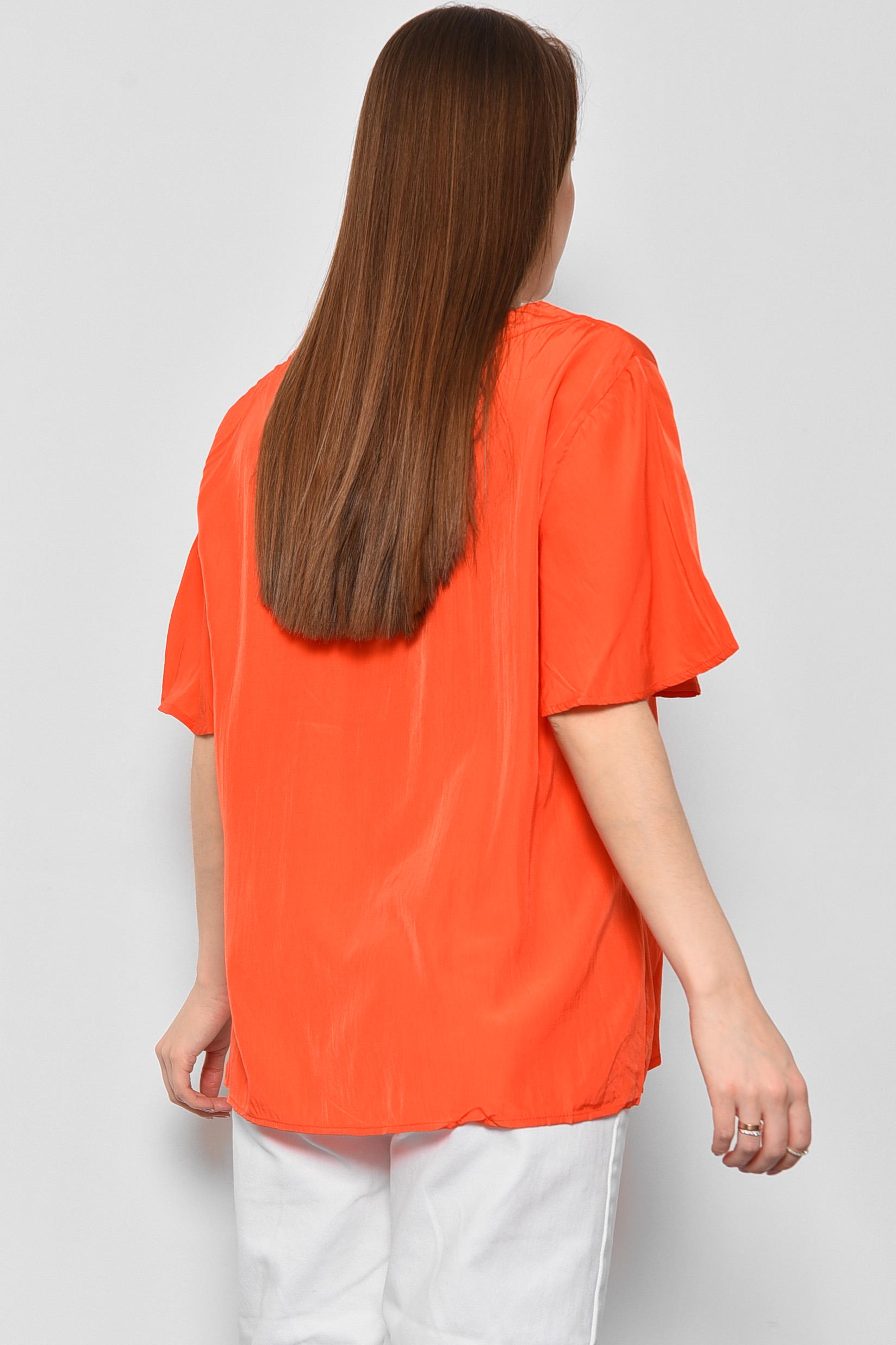 Блуза женская с коротким рукавом р. 46 Оранжевый (176188) - фото 3 Блуза женская с коротким рукавом р. 46 Оранжевый (176188) - фото 3