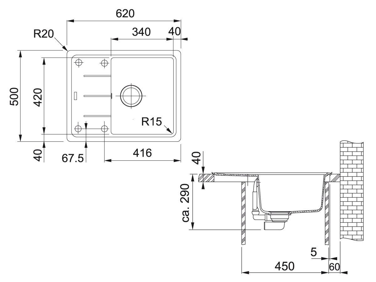 Кухонная мойка Franke Basis BFG 611-62 гранитная врезная оборотная Графит (114.0272.591) - фото 2