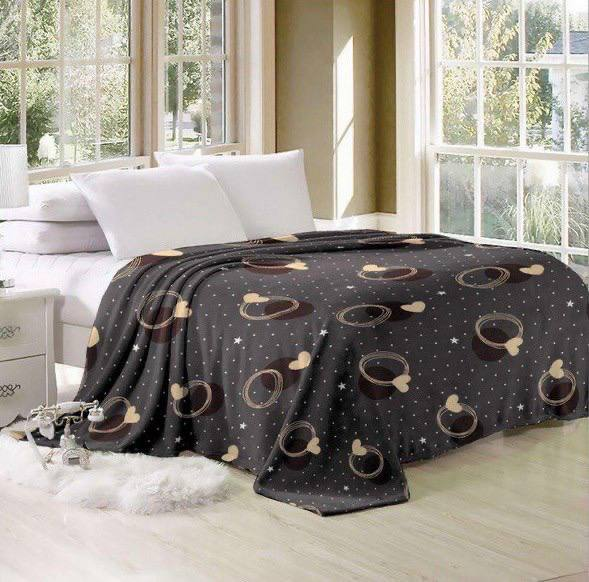 Плед з окантовкою двоспальна 200х220 см Чорний