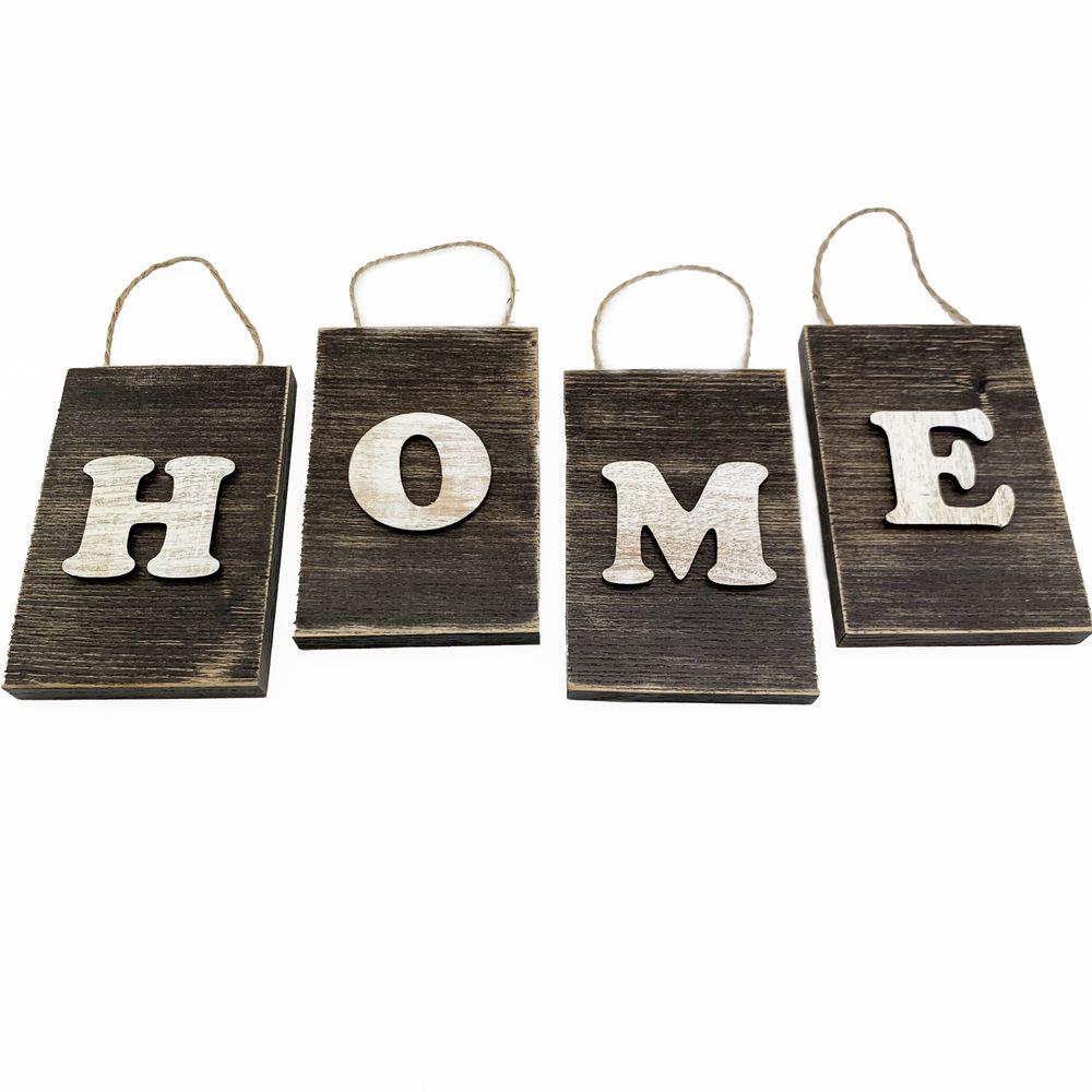 Панно деревянное на стену Home 15х10 см винтаж Коричневый (хрпш2002ква)