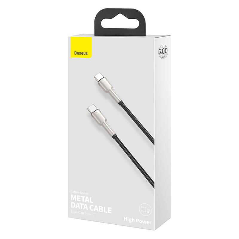 Кабель Baseus Type-C to Type-C Cafule Series Metal Data Cable 2 м 5A 100W PD CATJK-D05 Black (19b66f2a) - фото 2