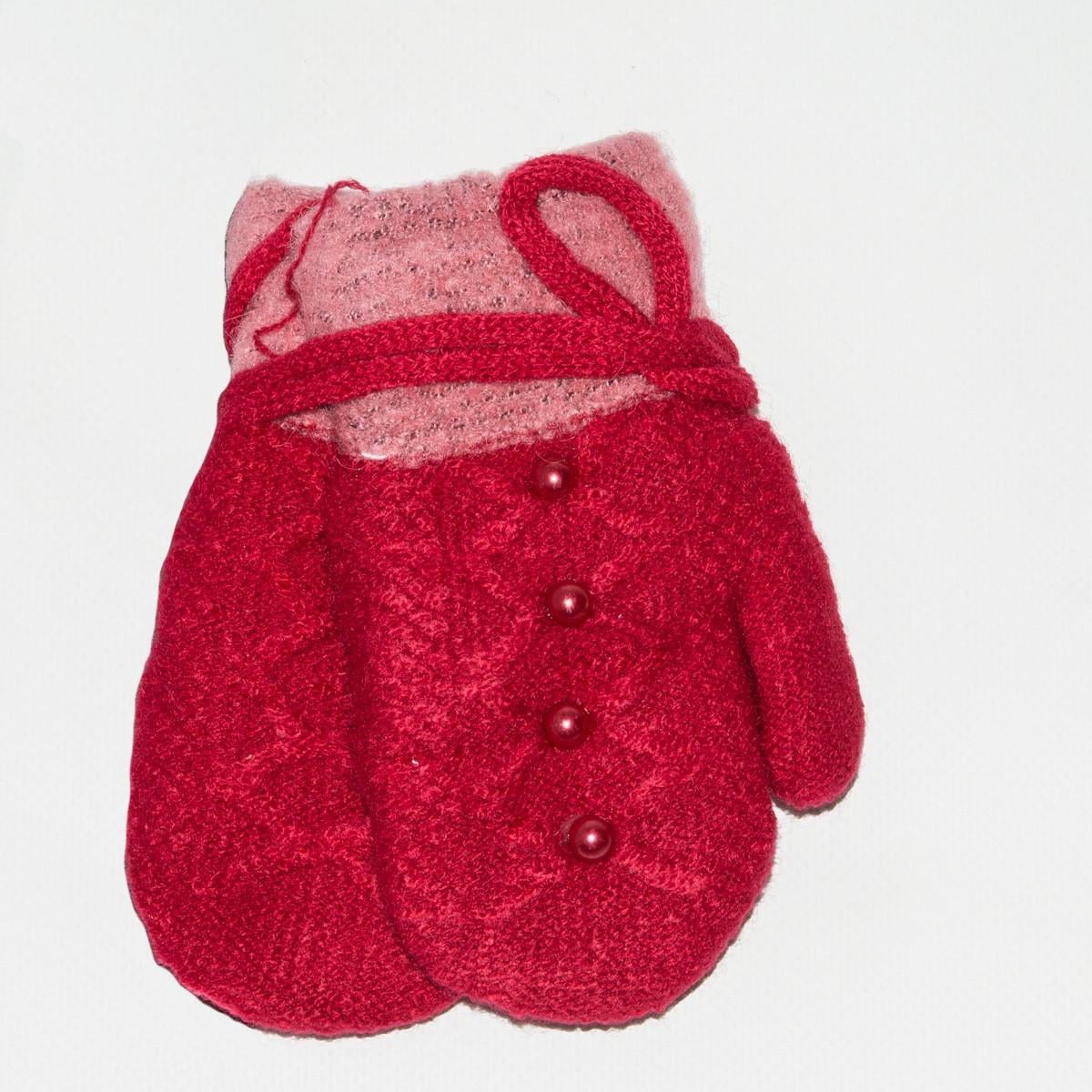 Рукавички детские двойные с махровой подкладкой на 2-4 года 18-7-41 Красный (DR010203)