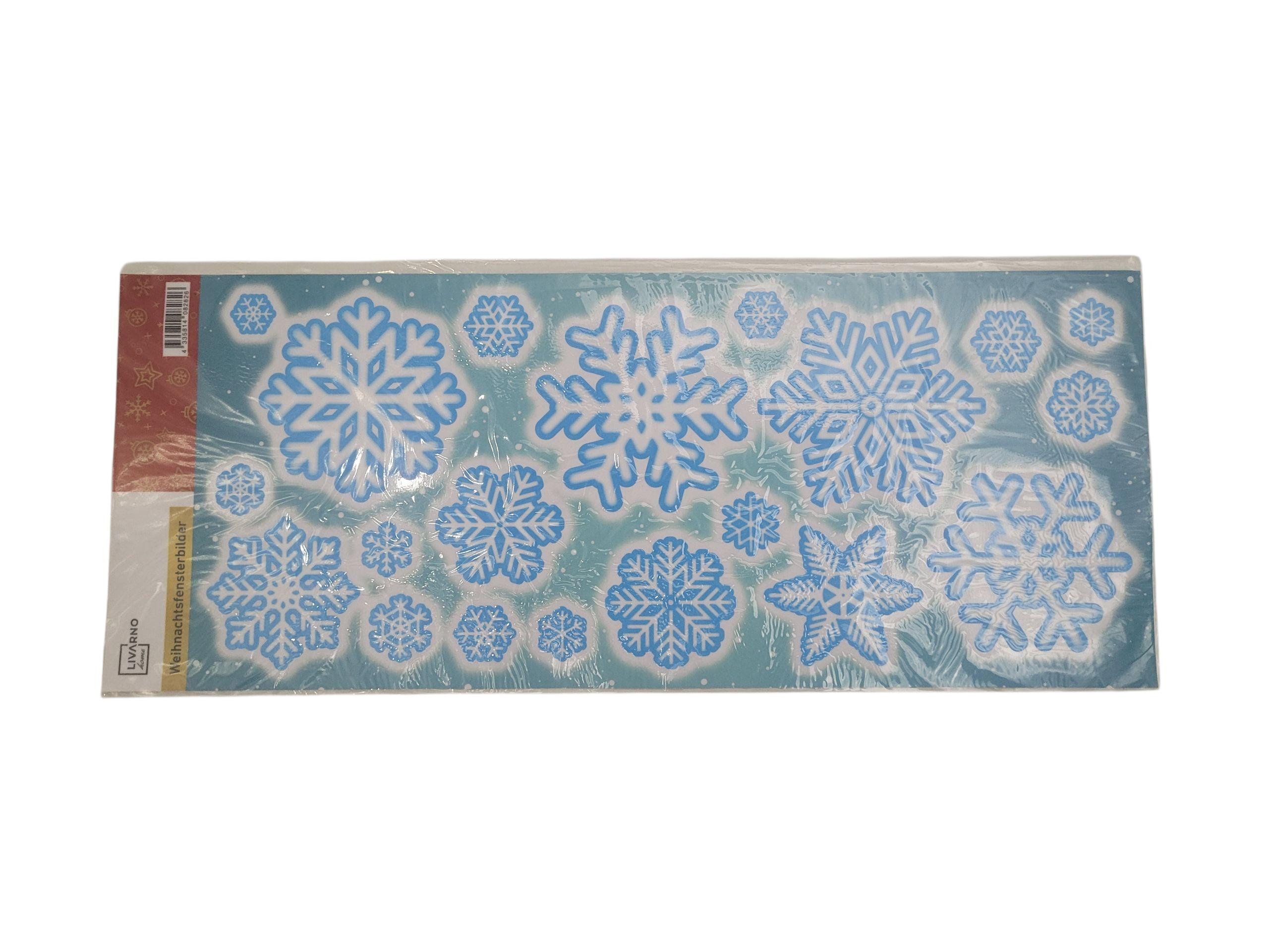 Новогодние наклейки на окна многоразовые Livarno Home Снежинки 20 шт. 48х21 см (P1-00294)